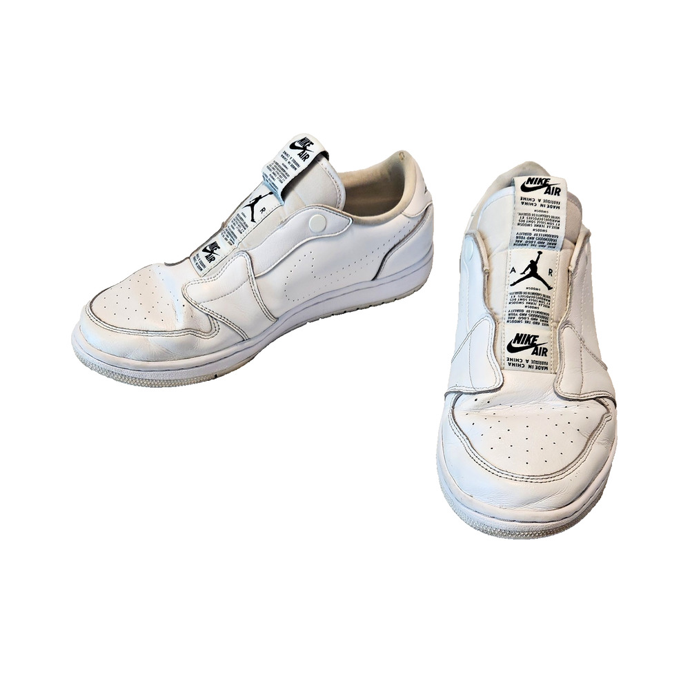 Nike Air Jordan 1 Retro White Low Slip-on Button Closure Sneakers Shoes Size 12